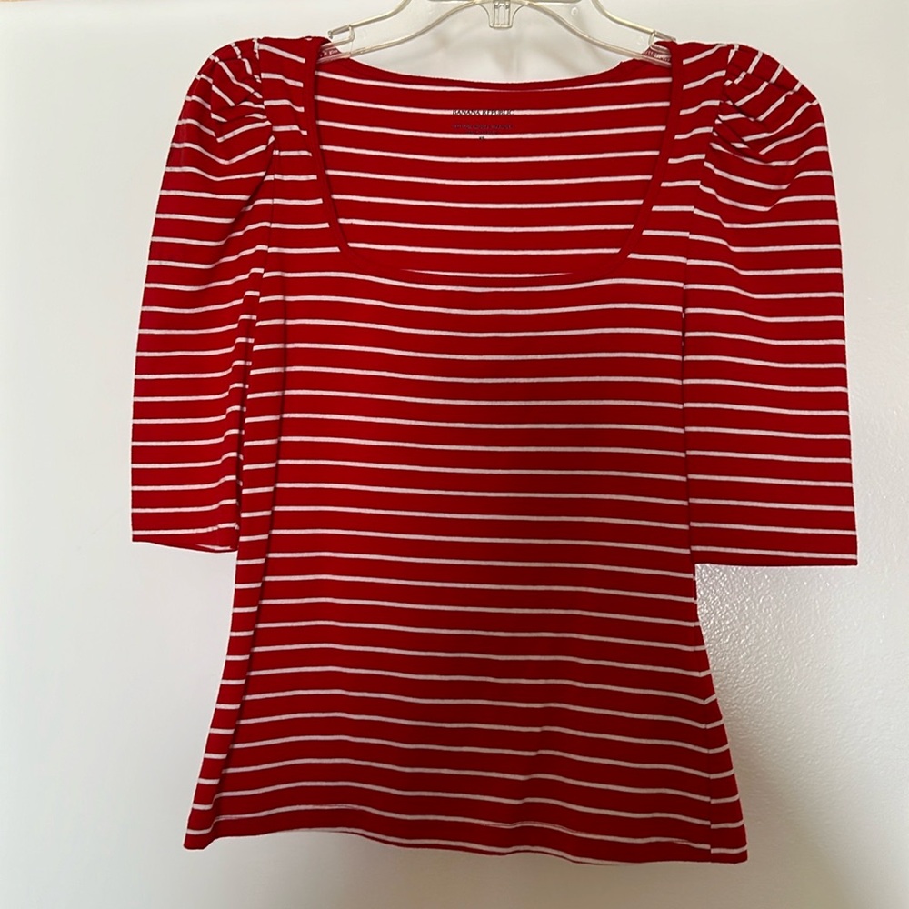 Red and white stripes blouse